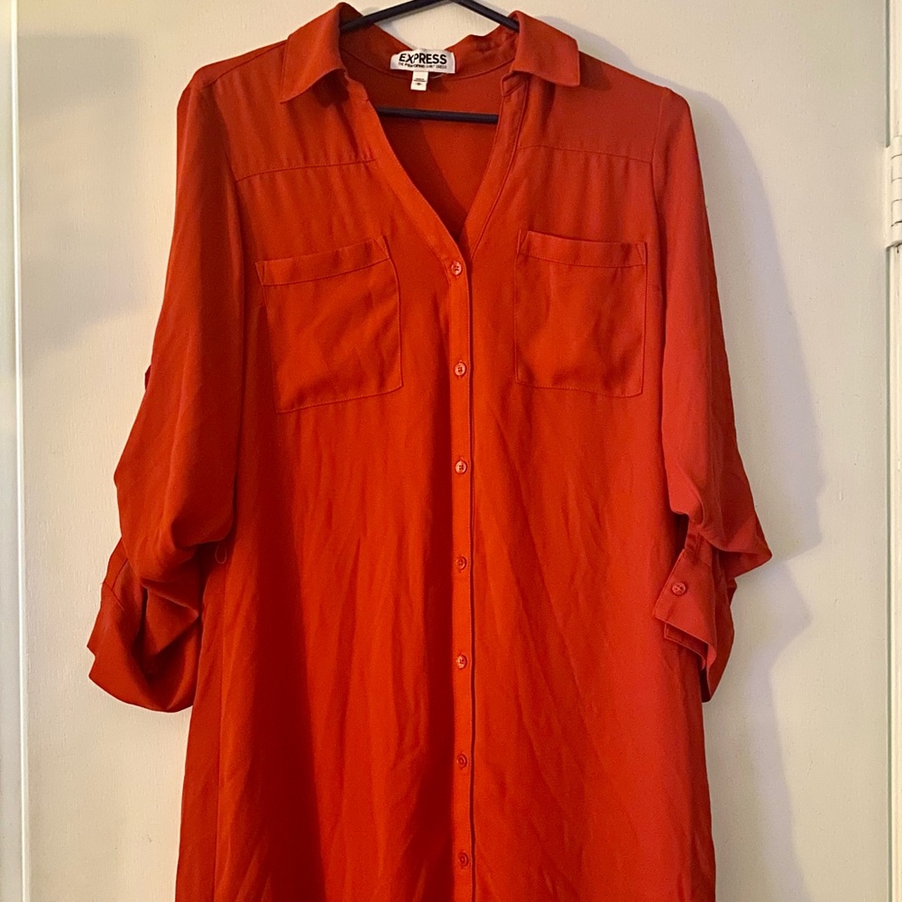 Size Medium Red EXPRESS Shirt Dress